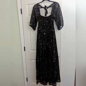 Nasty Gal NWT Metallic Star Maxi Slit Dress